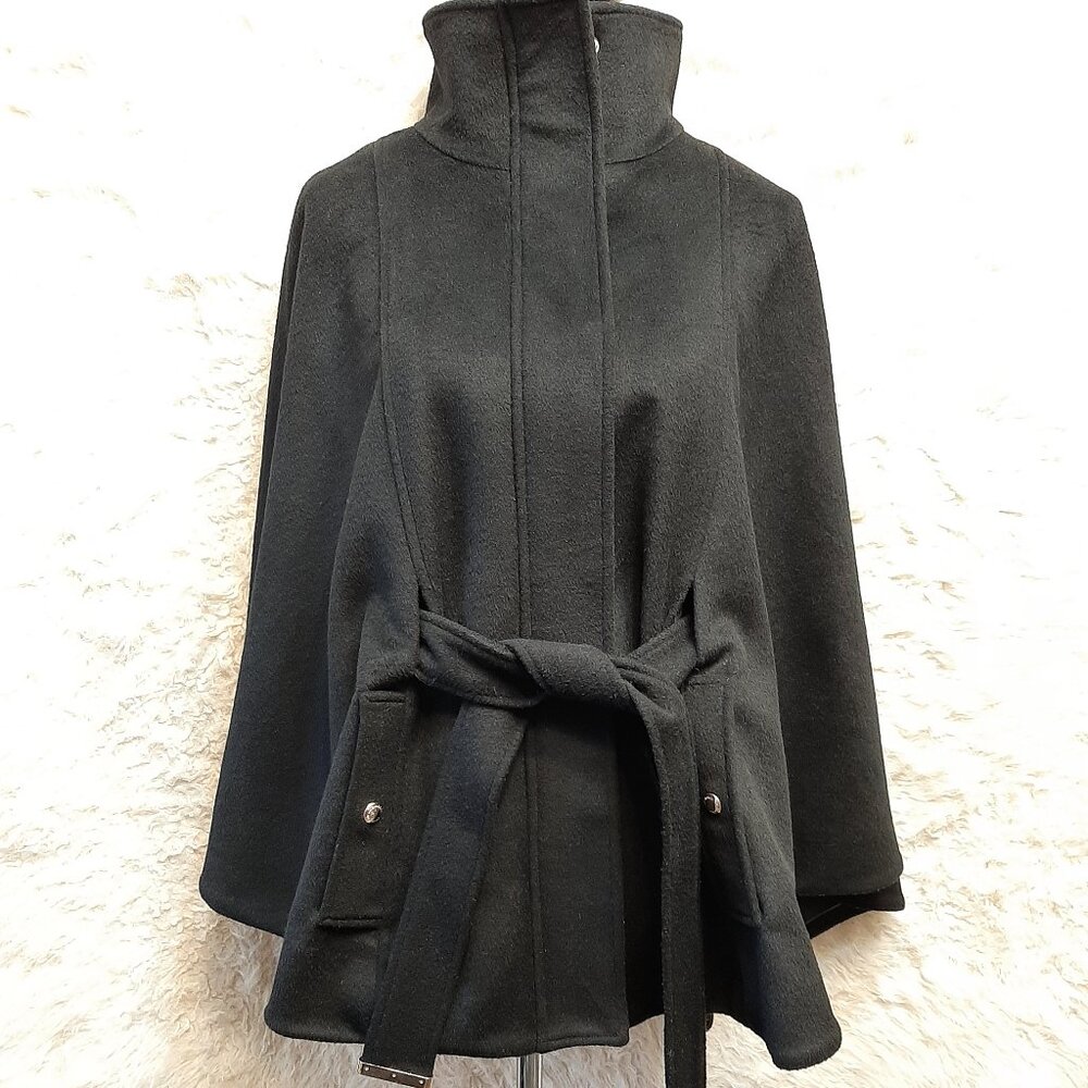 Calvin Klein Women's Black Double-Sided Wool Cape Size S/M
